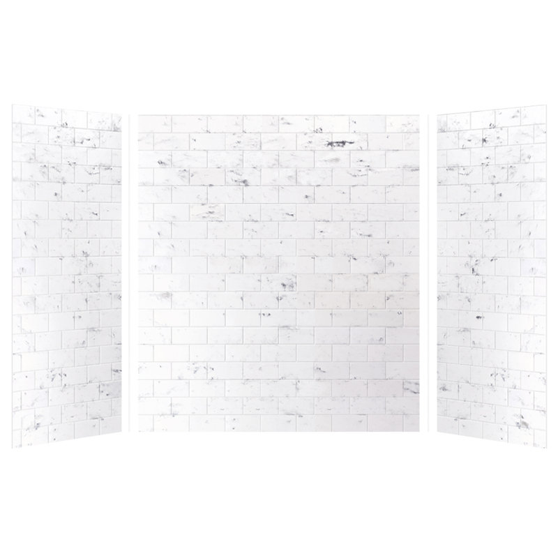 Paroi de douche à trois panneaux Saramar, Blanc Venito, H 72 po x l 60 po x P 36 po