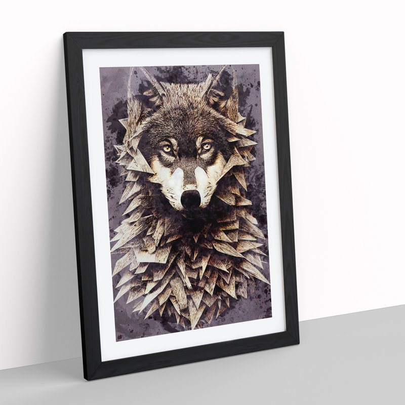 Spiked Wolf No.2 1 Piece Single Picture Frame Wall Art, 34cm H x 25cm W x 2cm D, Black Framed