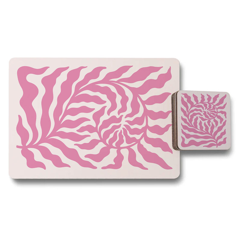 Wood Bottom Placemat And Coaster Set In Designer Zebra Print Artwork Collection
