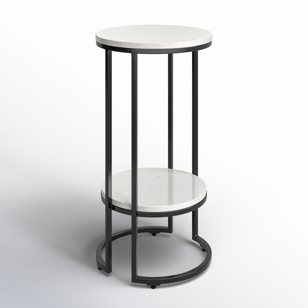 Suspended White Marble Black Metal Geo Side Table Suspended White Marble Black Metal Geo Side Table