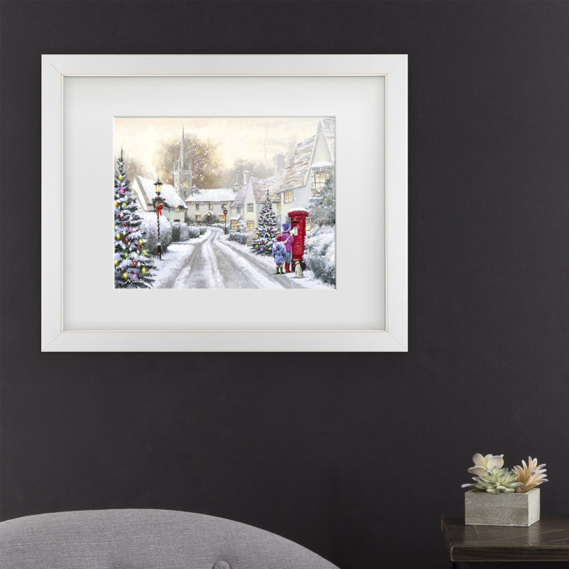 « snowy village », impression, H 16 po x l 20 po x P 2 po, Cadre blanc