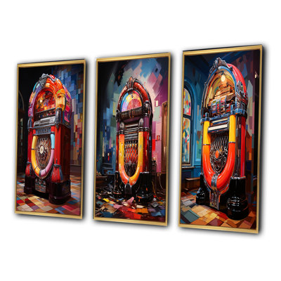 «Jukeboxes Nostalgic Melody», 3 pièces sur toile