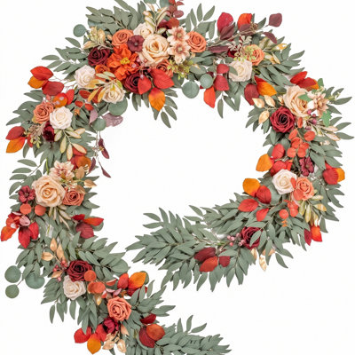 6.6 FT Eucalyptus Flower Garland Wedding Arch  Sweetheart Table Decor, Marsala Floral Garland for Mantle, Centerpieces, Backdrop