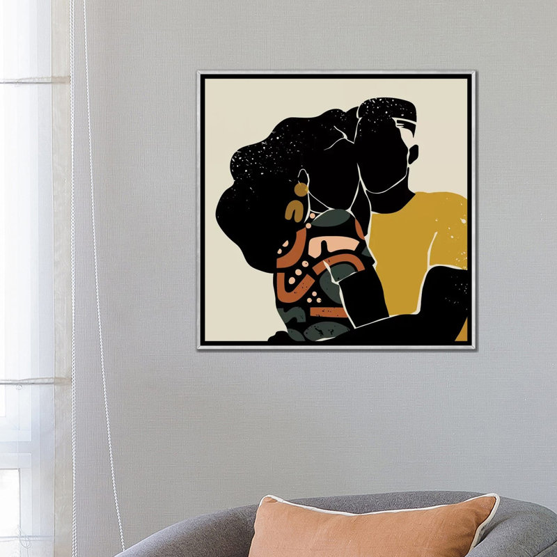 «Black Love», reproduction d'impression, H 26 po x l 26 po x P 1,5 po, Toile avec cadre argenté, Aucun mat