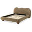 Lit brun de très grand lit oriental, pieds en bois de chignon rembourré rond Boucle, design contemporain, taille en bois d'hévéa massif brun, magnétisme moderne, dos de chameau-131529054