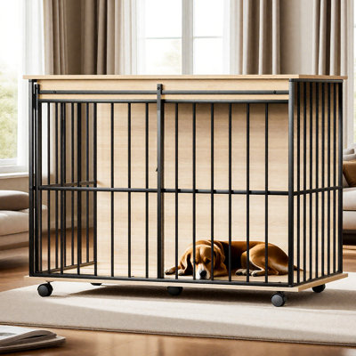 Grands meubles de caisse pour chien en bois avec plateau, chenil d'intérieur pour chiens de taille moyenne et grande