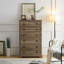 Grande commode de chambre moderne à six tiroirs avec sécurité anti-surmatelas, assemblage sans effort, rangement spacieux et touche médiévale distinctive