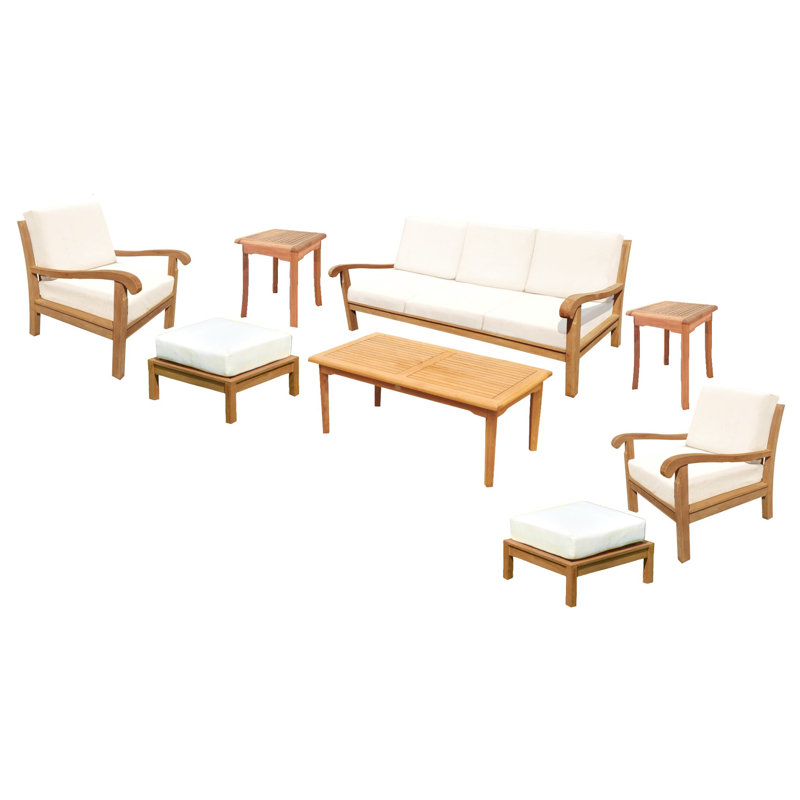 Napa 80'' Wide Teak Patio Sofa with Sunbrella® Cushions
