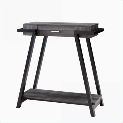 Console moderne avec tiroir & amp; Tablette inférieure, gris vieilli Noir | Panneau de particules | Gris