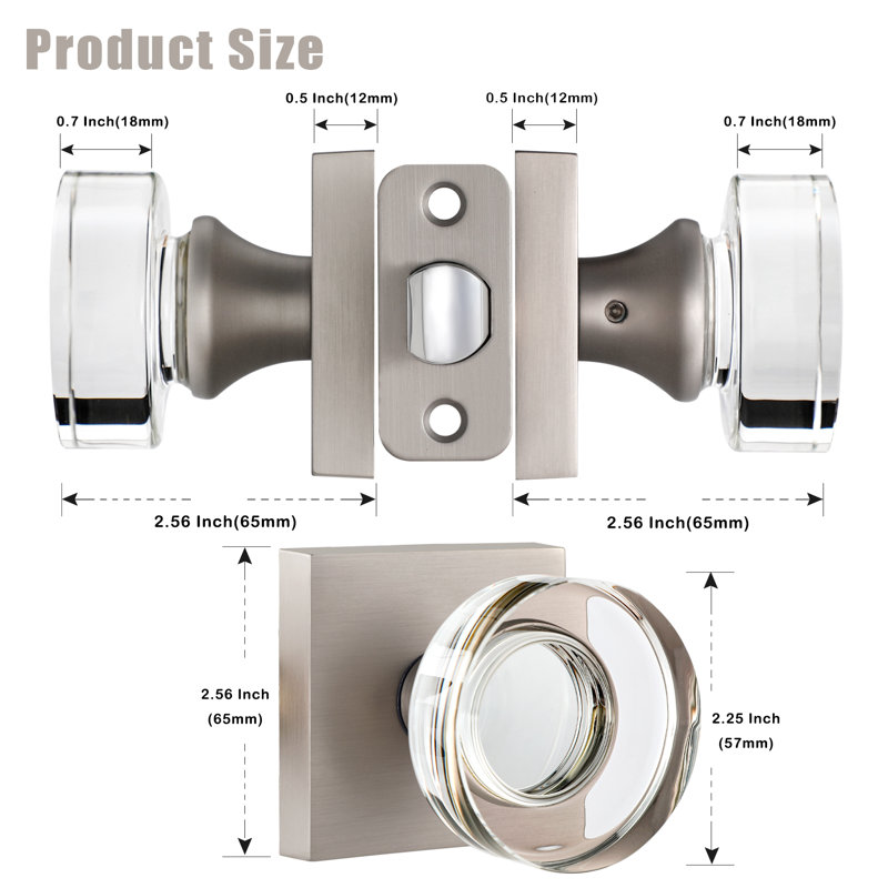 Boutons de porte en cristal Coolnews Modern Grace Series, Argenté/Transparent