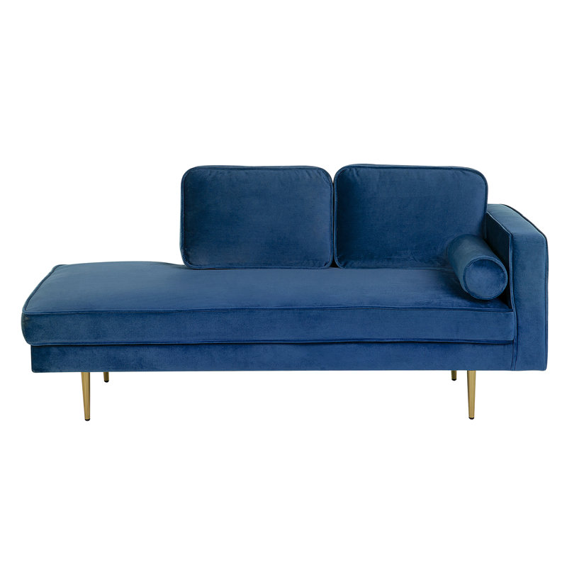 Dan Velvet Chaise Lounge, Navy Blue, Right Hand Facing