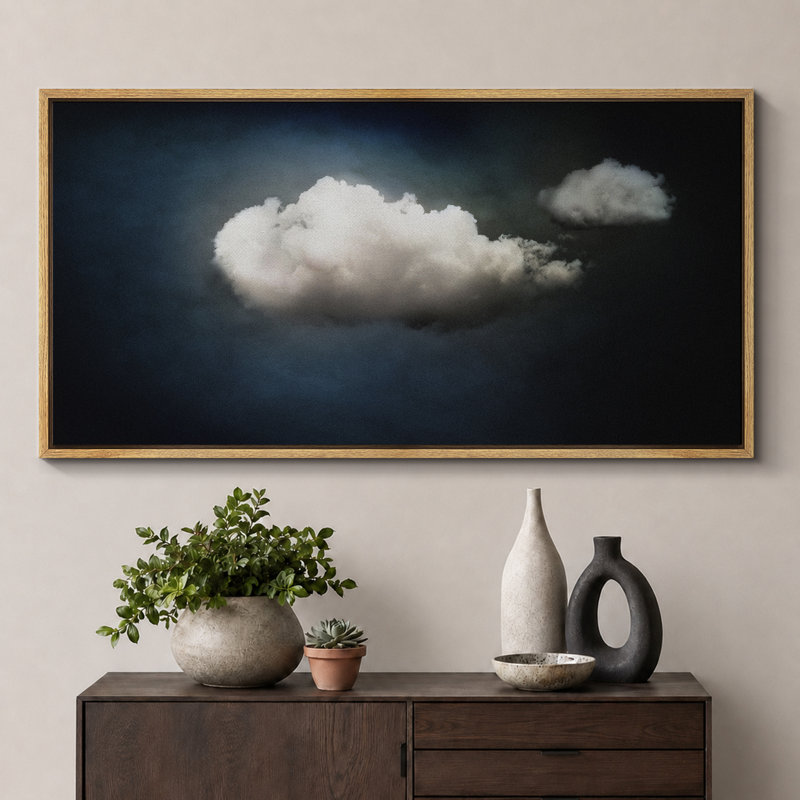 «Clouds Artistic Cloud Vintage Style Antique Retro Fine Art Colorful Room Extra Large Wall Decor», reproduction encadrée