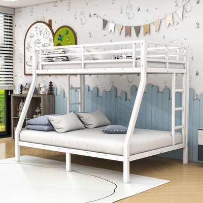 Metal Frame Bunk Bed With Slats And Ladder
