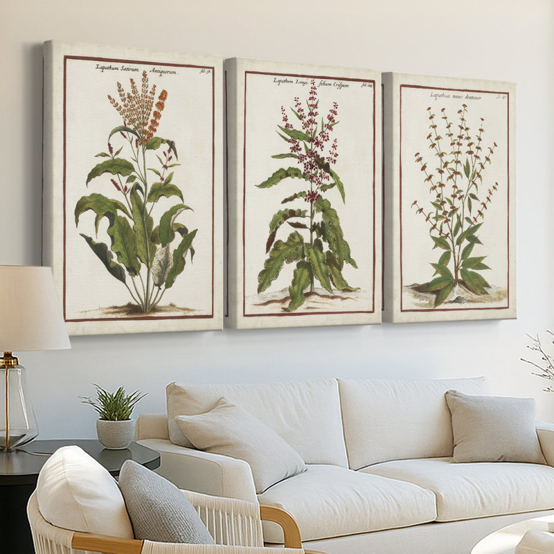 Munting Botanicals I - Toile tendue avec châssis sur mesure - 3 pièces