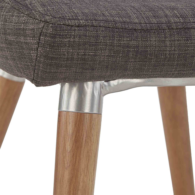 Jaeya 18.5'' H Linen Upholstered Side Chair, Dark Grey Linen, Light Oak