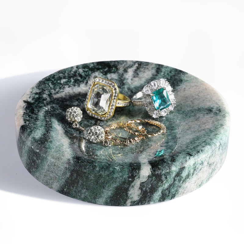Guein 4in Natural Marble Tray,Calacatta Viola, Verde Lapponia