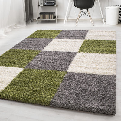 Riam Chequered Shag Area Rug