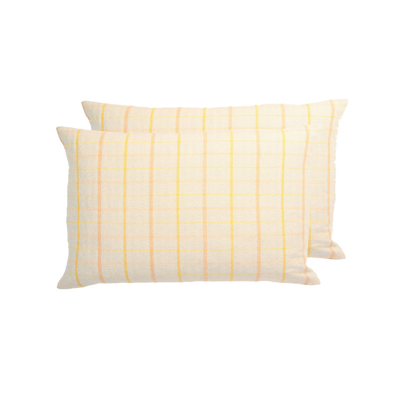 Coussin London, polyester, Tissu écossais orange, H 12 po x l 18 po