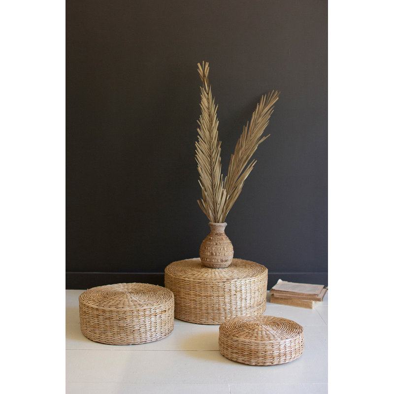  Round Sea Grass Risers Set of 3, 8" H Handwoven Display Decor