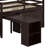 Loft Bed With Retractable Writing Desk And 3 Drawers, Wooden Loft Bed With Storage Stairs And Shelves-705522429