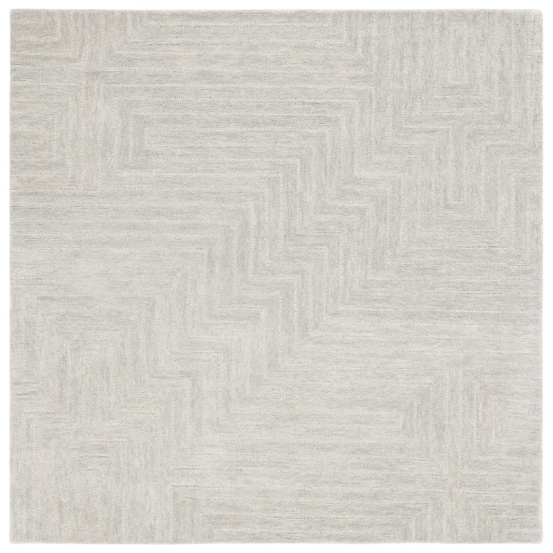 Chatham Hand Tufted Wool Cotton Abstract Rug in Blue, Square 6'