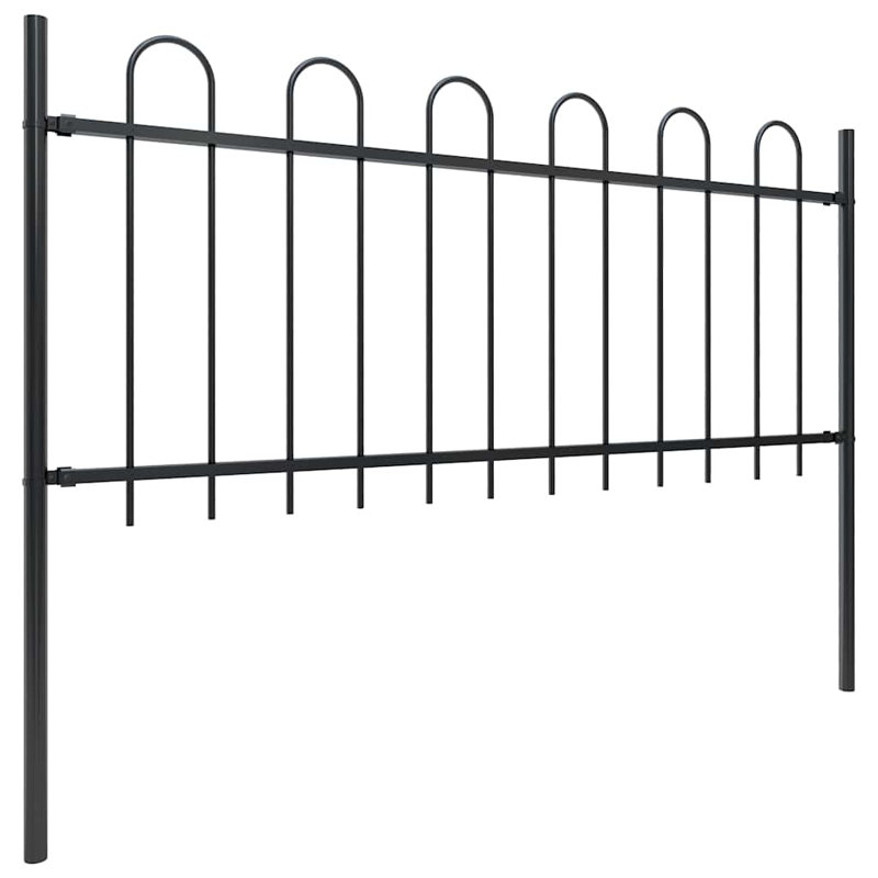 Verla Black Metal Fence Panels Included, 80cm H x 340cm W x 0.5cm D