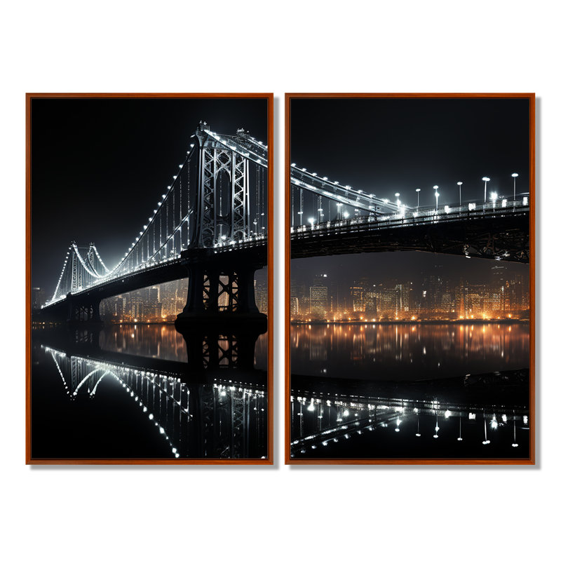 Ching - grands ponts, impressions sur toile, 36" H x 48" W, Impression encadrée flottante, Brown