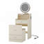Ensemble de coiffeuse 3 en 1 avec miroir et lumière, petit ensemble de coiffeuse avec station de recharge, 2 tiroirs et espace de rangement ouvert, avec tabouret rembourré, bureau de coiffeuse compact-1105112700