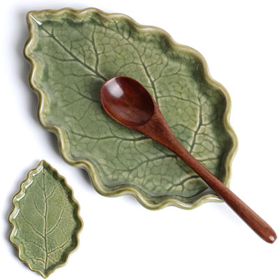 Green Leaf Ceramic Spoon Rest