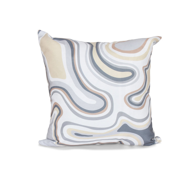 Housse et insert de coussin géométrique en agate de plage, Bleu sarcelle, H 18 po x l 18 po