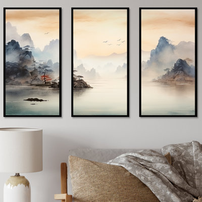 «Grey Tranquil Chinese Landscape Serenity II - China», art mural