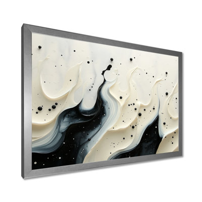 Crowborough noir blanc vague rythmique rivière I - goutte peinture d'art mural