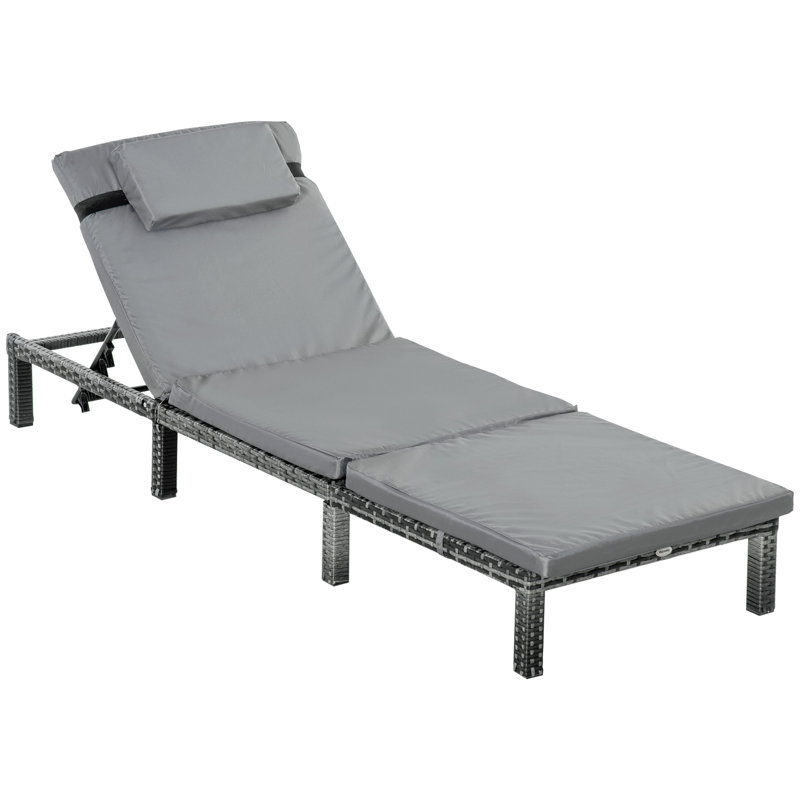 Vinson 195cm Long Reclining Single Chaise with Cushions, Charcoal Grey