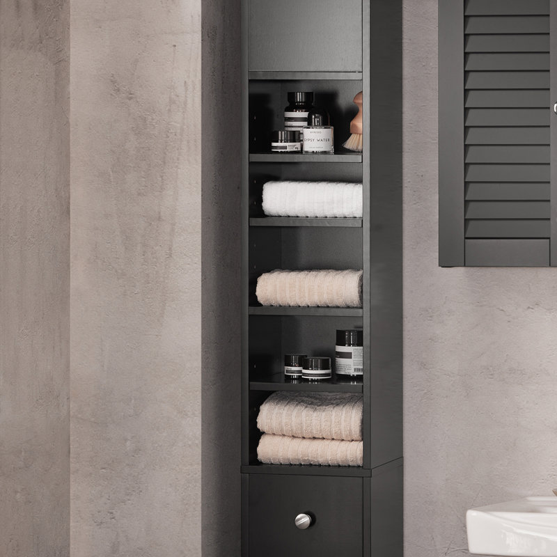 Munford Freestanding 20cm W Linen Cabinet, Black