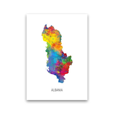 Albania Watercolour Map by Michael Tompsett - Print