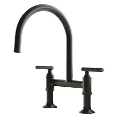 Bridge Kitchen Faucet With Swivel Spout 2 Hole Kitchen Sink Faucets Brass High Arc 2 Handle Kitchen Basin Taps