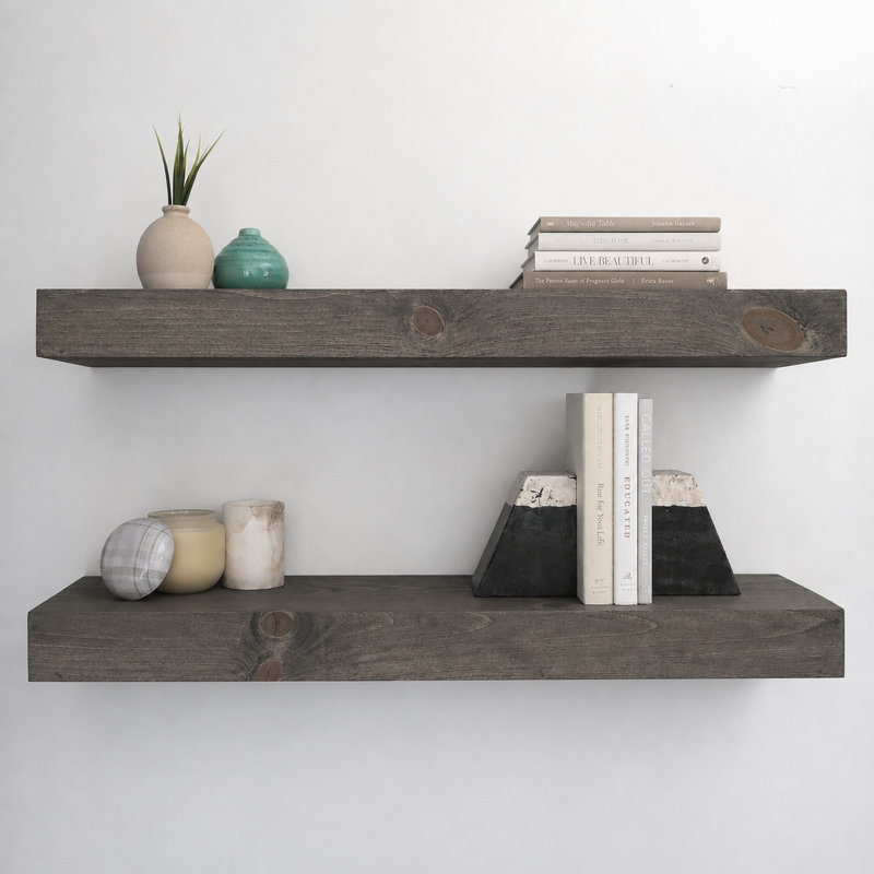 Tablettes flottantes Arzhin Pippi, Gris, H 3 po x l 36 po x P 10 po