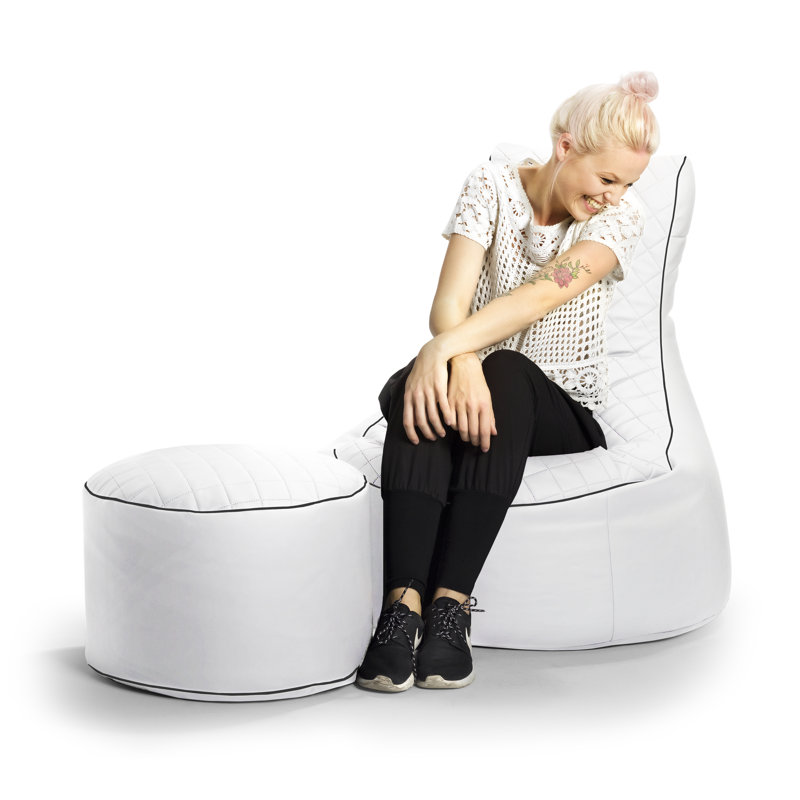 Petit fauteuil à billes en similicuir, Simili cuir blanc