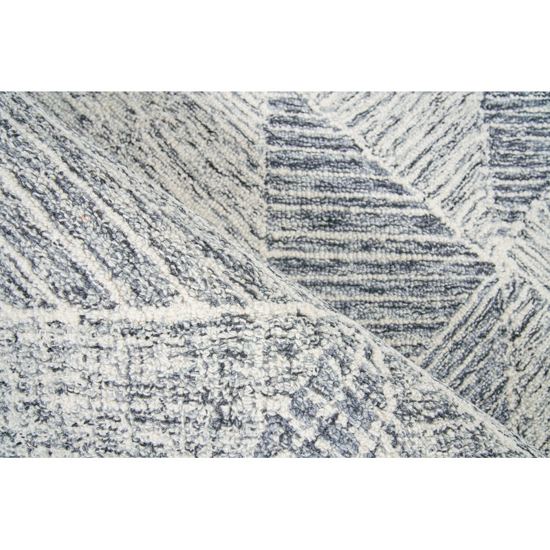 Caprice Geometric Handmade Tufted Area Rug, Black/Ivory, Rectangle 9' x 12'