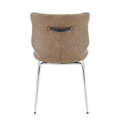 Ensemble de 4 chaises de salle à manger, chaises de salle à manger en cuir ciré huilé kaki avec pieds en métal galvanisé, patins réglables antidérapants, chaises de salle à manger rembourrées à haut dossier et capitonnées (ensemble de 4)