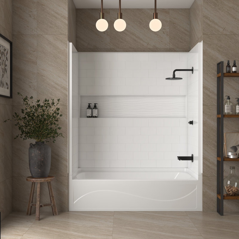 4-Piece Direct-to-Stud Alcove Tub Surround in White