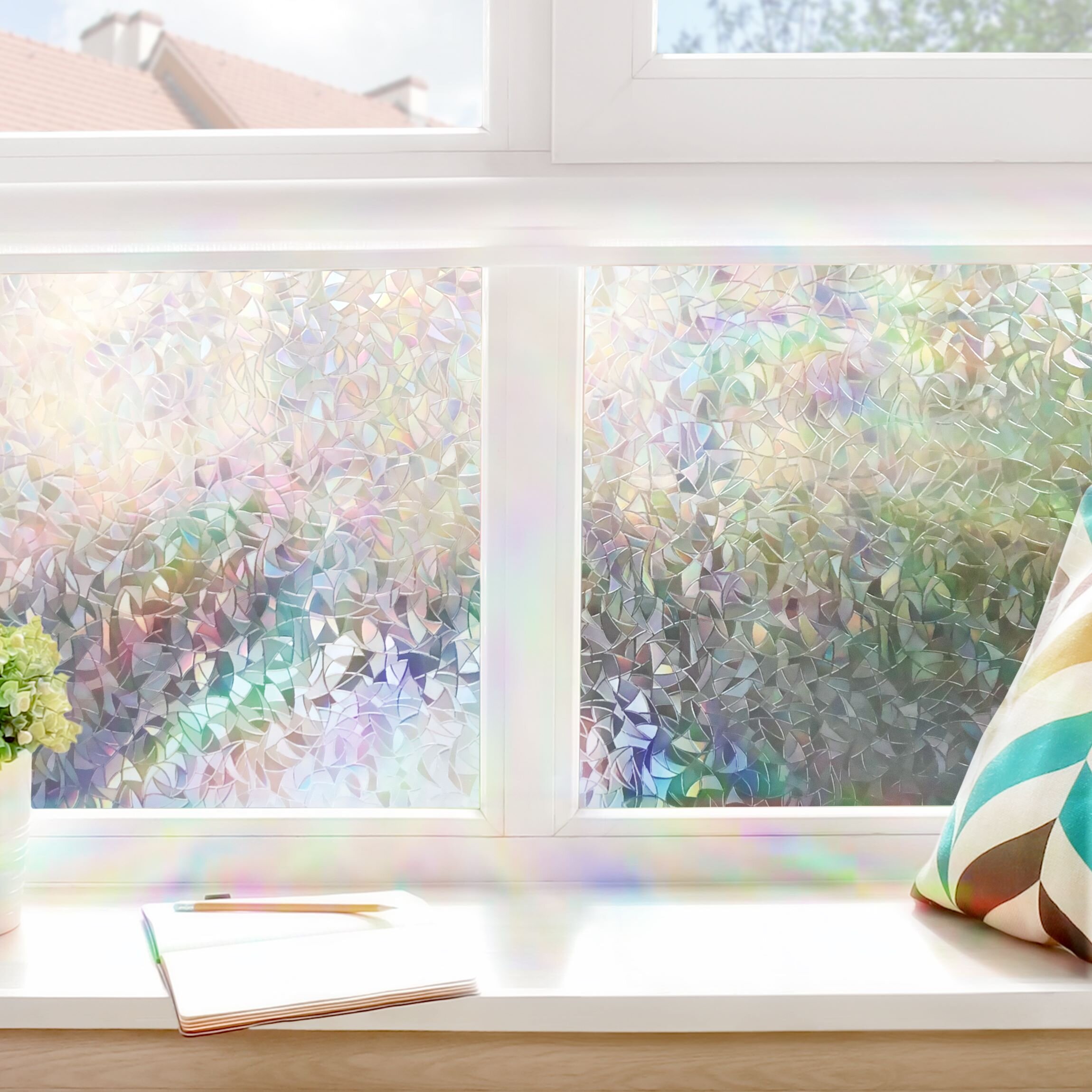 Fensterfolie - Sichtschutz - Regenbogen Punkte Herz Pastell