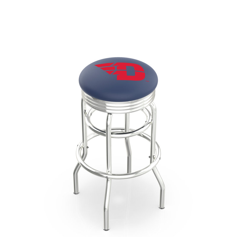 Tabouret de bar Logo Series, Tabouret de bar d'une hauteur de siège de 30 po, Double anneau chromé, Université de Dayton