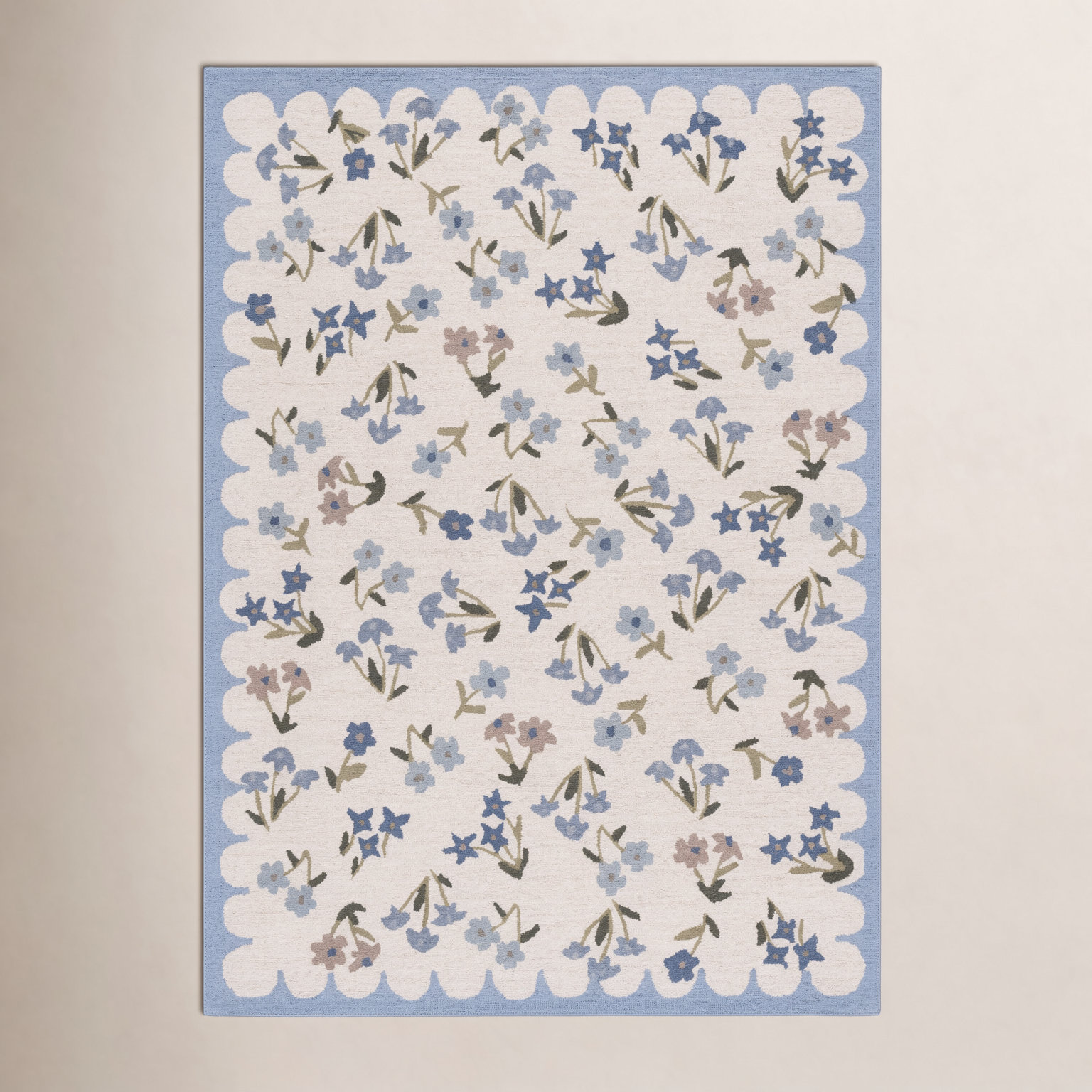 Hand-Tufted Wool Floral Outdoor Rug, Rectangle 6' x 9'