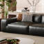 Canapé modulaire noir en cuir véritable-109314825