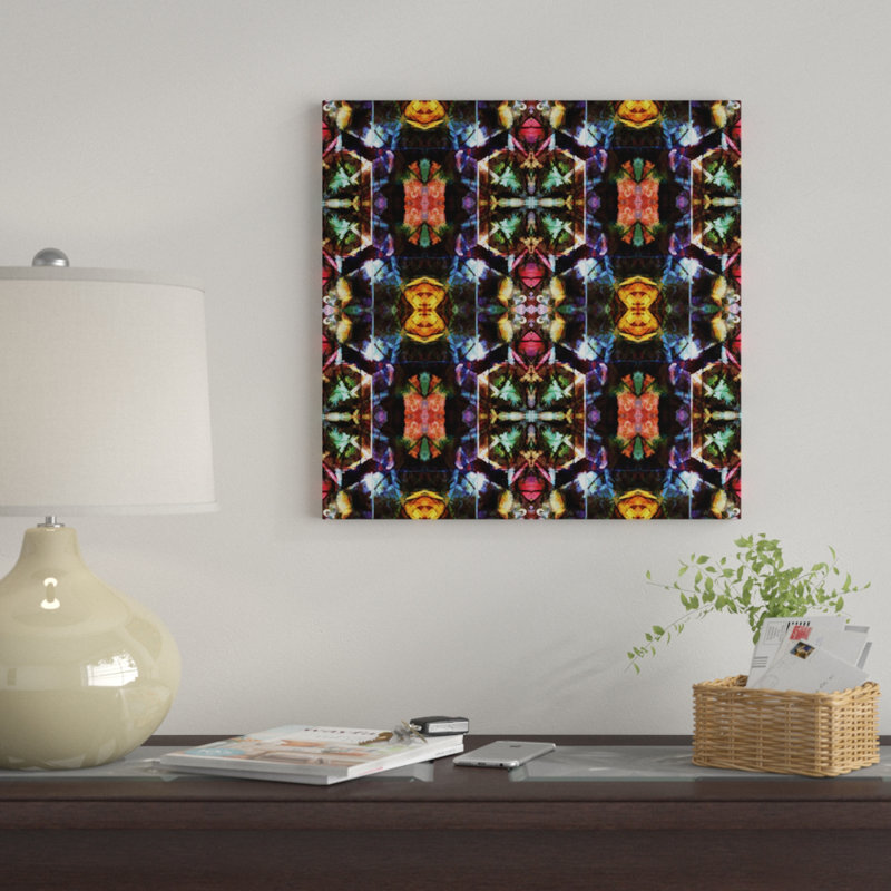 « teinté vitrail window pattern » par barruf, impression sur toile tendue, H 12 po x l 12 po x P 0,75 po, Pas de tapis