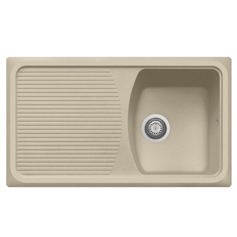 Belfry Kitchen Connors 500mm W Single Bowl Granite Kitchen Sink with 1 Faucet Hole, Sahara