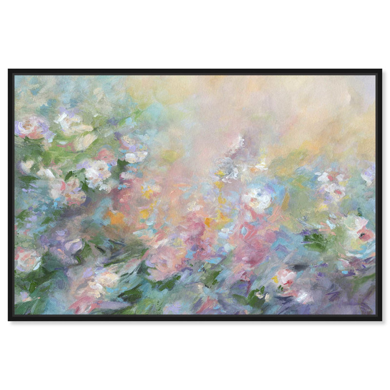 «Under the Open Sky», art mural floral sur toile par, H 37 po x l 55 po, Cadre flottant noir