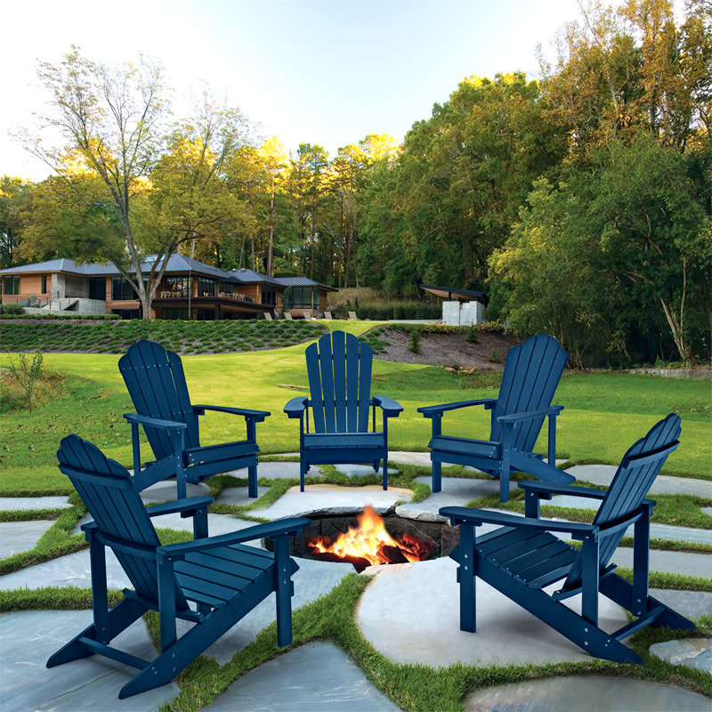 Chaise Adirondack en plastique Keysville, Bleu marine