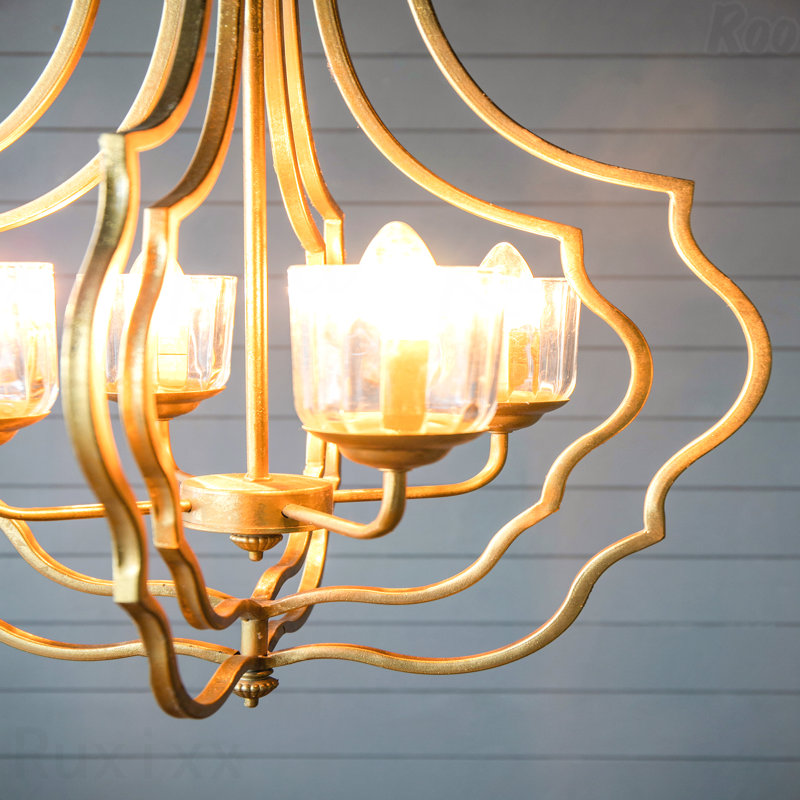 Lustre - luminaire suspendu en métal 4 lumières, chaîne réglable